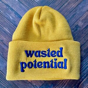 Wasted potential knit winter hat beanie made in the USA